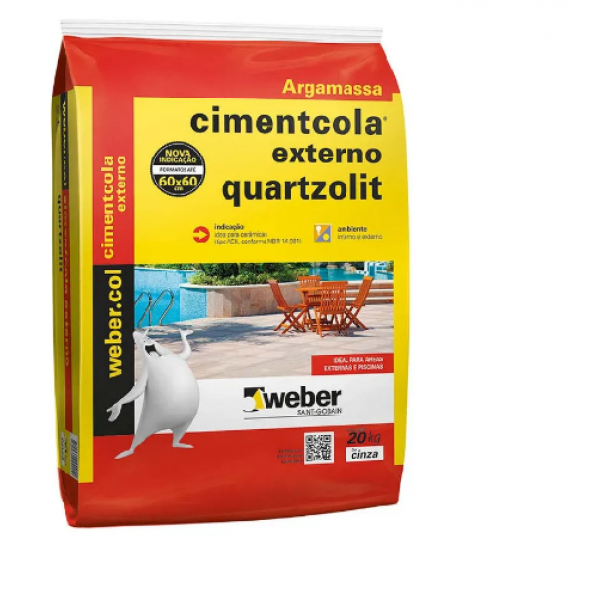 Cimentcola Externo AC2 Cinza 20KG - QUART...