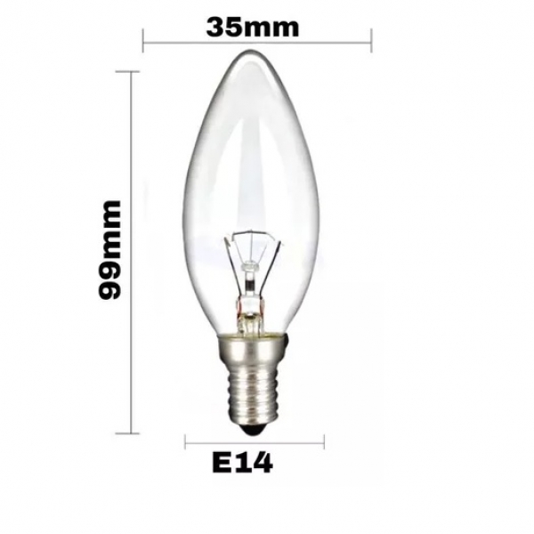 Lâmpada Vela Lisa Clara - 220V/60W - BRAS...