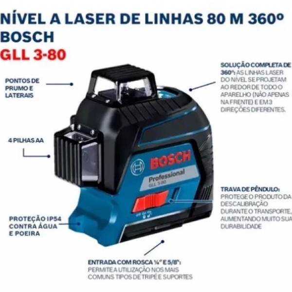 Nível Laser Rotativo GLL 3-80 - Luz Verme...