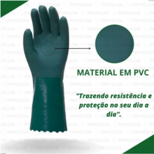 Luva PVC Forrada Palma Áspera - VERDE - 3...