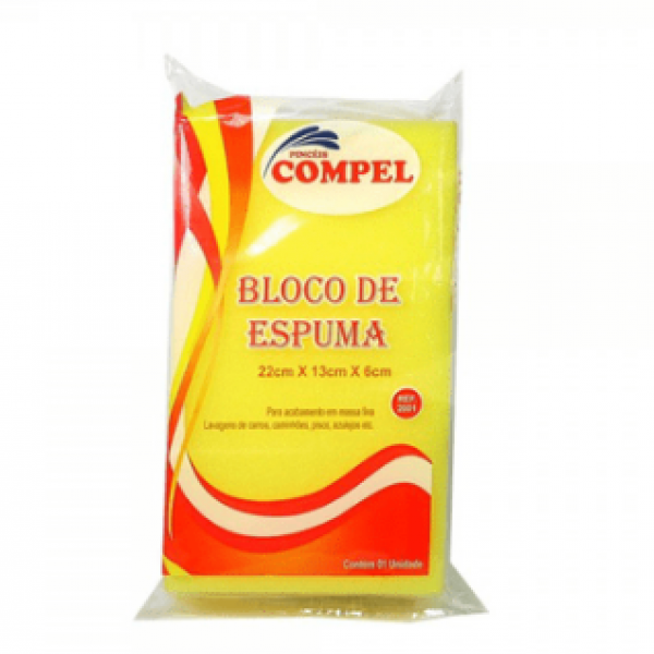 Bloco De Espuma 22 X 13 X 6Cm Cor: Amarel...