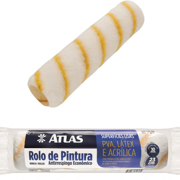 Rolo de Pintura Lã Antirespingo 23CM - ATLAS