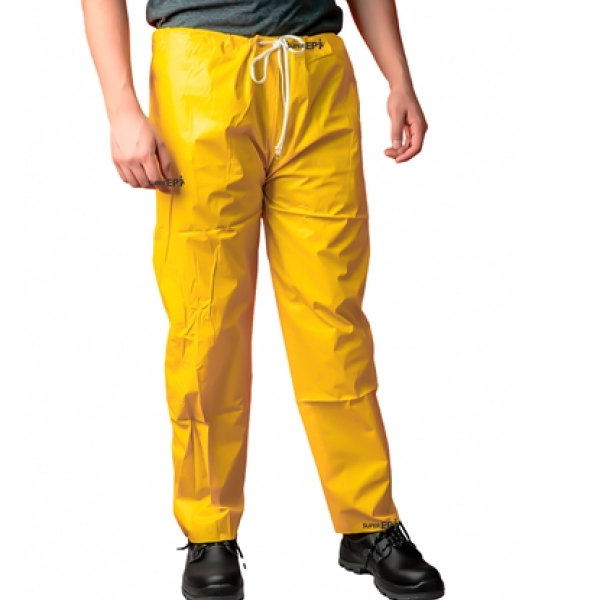 Calça de Chuva em PVC Forrada Amarela TAM...