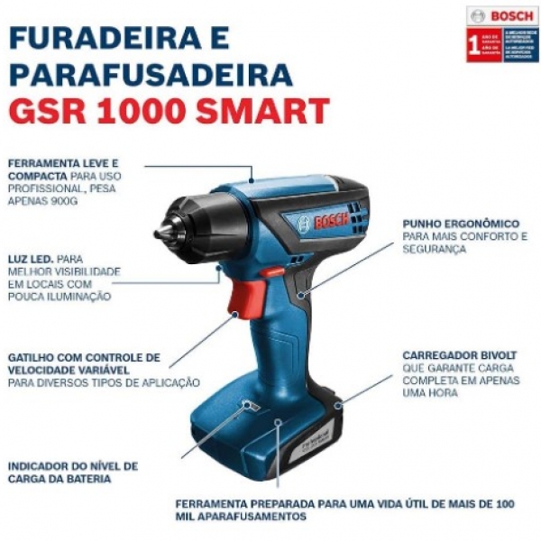 Furadeira/Parafusadeira GSR1000 Smart a B...