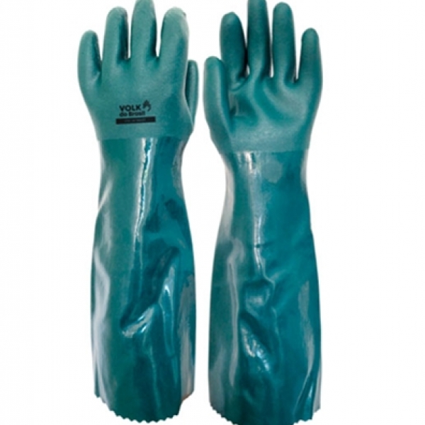 Luva PVC Forrada Palma Áspera - Verde - 4...