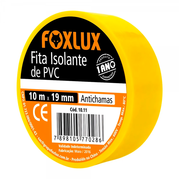 Fita Isolante 18mm x 10mts Cor: Amarela -...