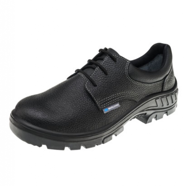 Sapato de Couro Cadarço C/ Bico Pvc Preto...