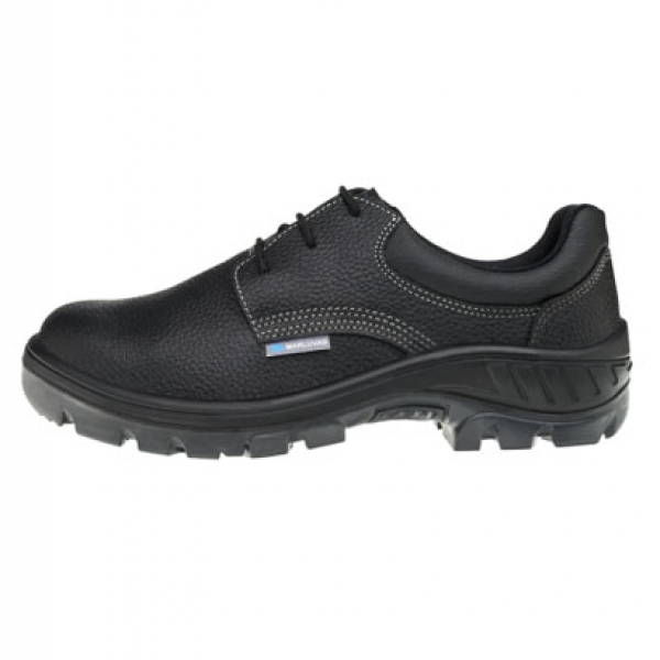 Sapato de Couro Cadarço C/ Bico Pvc Preto...
