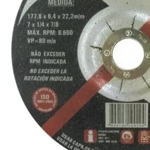 Disco Desbaste 7/8 X 1/4 - 22,2 X 6,4 -ICDER