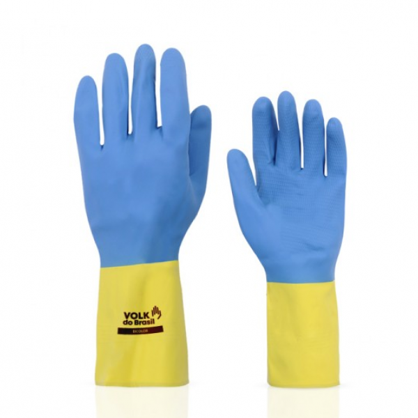 Luva Bicolor Neoprene Slim Azul/Amarela 3...