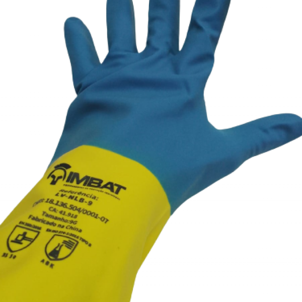 Luva em Látex Neoprente Bicolor Cor: Azul...