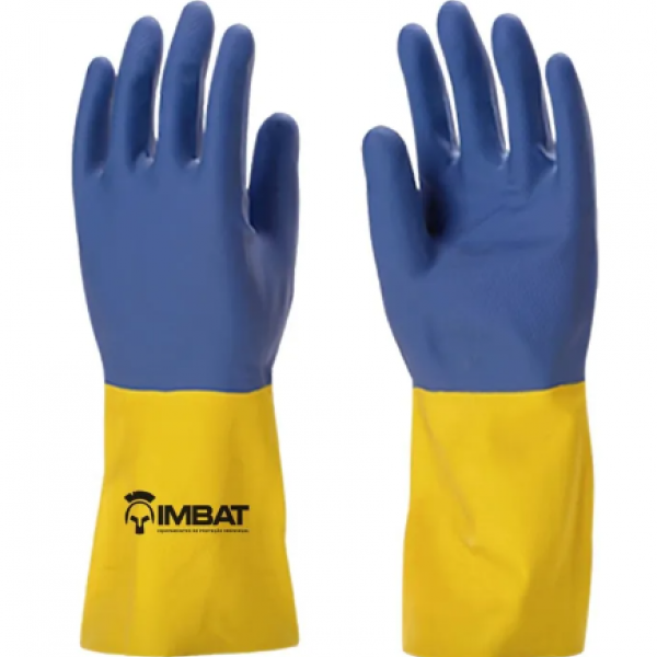 Luva em Látex Neoprente Bicolor Cor: Azul...