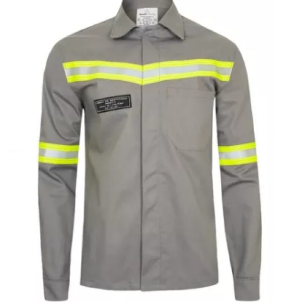 Jaleco Brim Anti Chama NR 10 Cor: Cinza C...