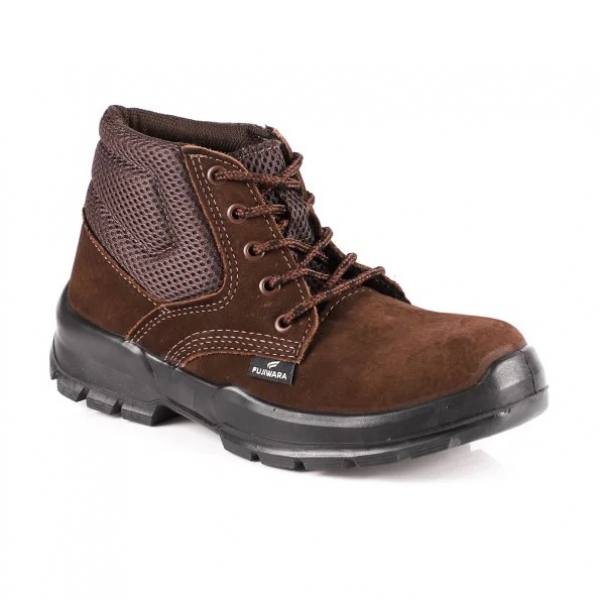 Botina Nobuck Bico PVC Marrom Café CA 436...