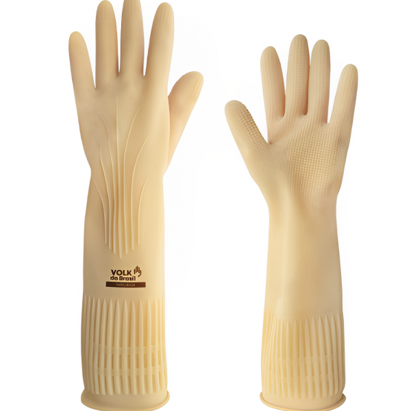 Luva Látex Natural Ranhurada - Amarela - ...