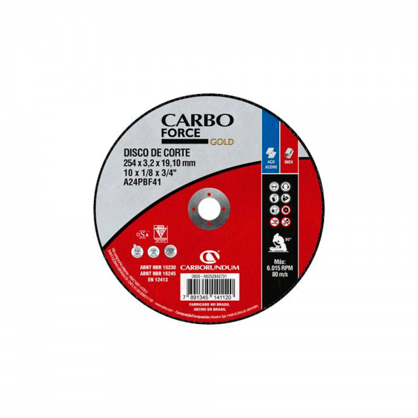 Disco de Corte Ferro/Inox 10" A24PB41 Car...