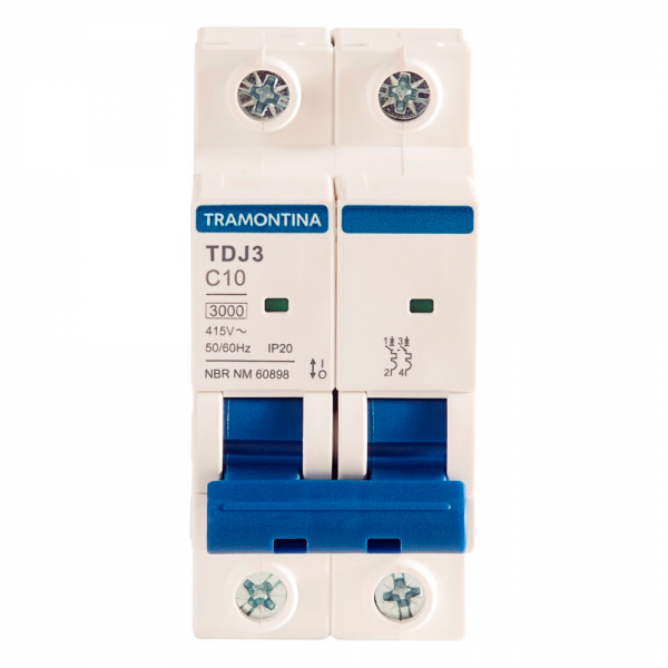 Disjuntor Din Bipolar C- 10A 58012104 Tra...