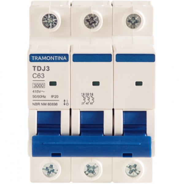 Minidisjuntor TDJ3 3 P 63 A 3 kA curva C ...