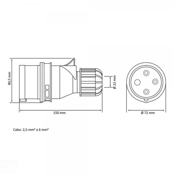 Plug 2P+T+N 415V/32A/6H Vermelho 56255039...