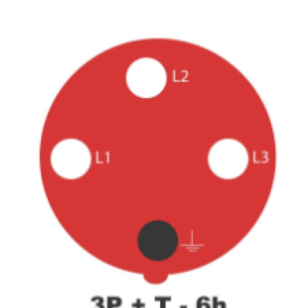 Tomada Acoplamento 3P+T 6H - Vermelho - R...