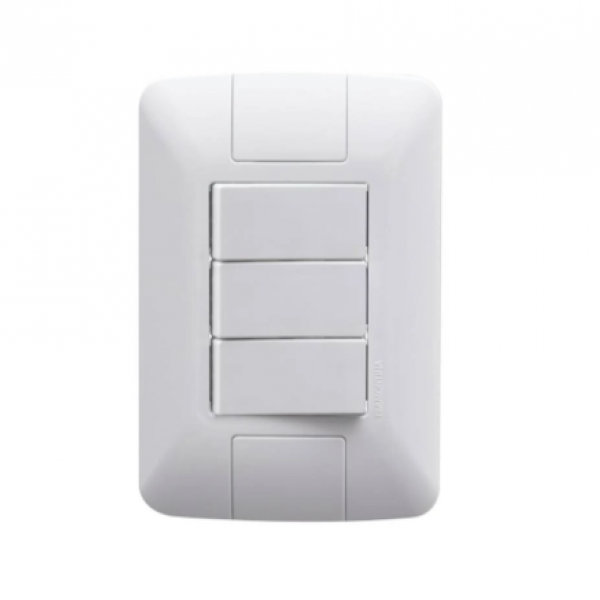 Conjunto 3 Interruptores Simples C/ Placa...