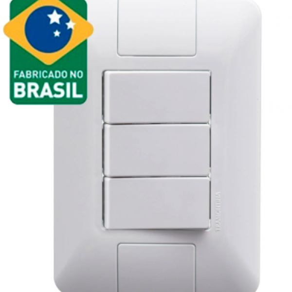 Conjunto 3 Interruptores Simples C/ Placa...
