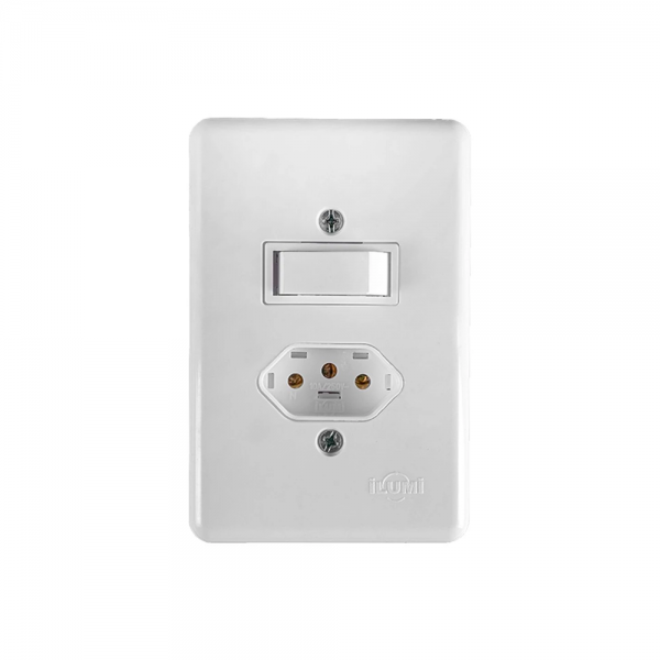 Conjunto 1 Interruptor Simples + 1 Tomada...