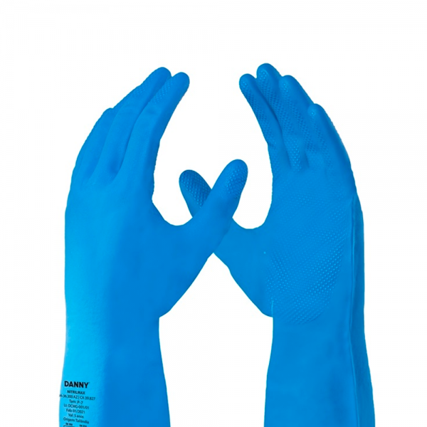 Luva Nitrílica Sem Forro Nitrilmax Azul C...