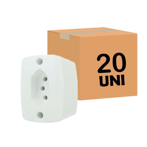 Kit 20 Tomada Sobrepor Com Caixa 2P+T 250...