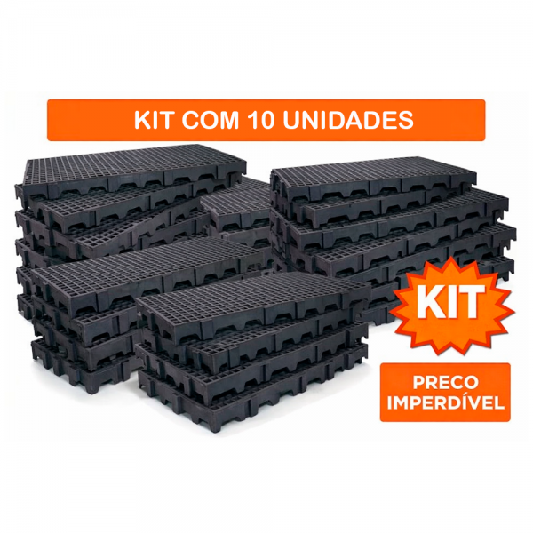 Kit 10 Palete Estrado Plástico 50x50cm Pr...