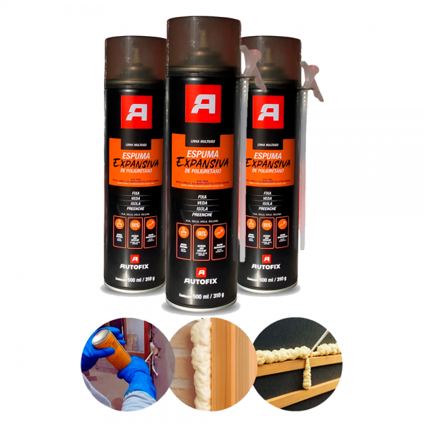 Kit 3 Espuma Expansiva Pu 500ml Vedação S...