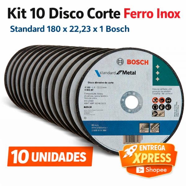 Kit 10 Disco Corte Ferro Inox Standard 18...