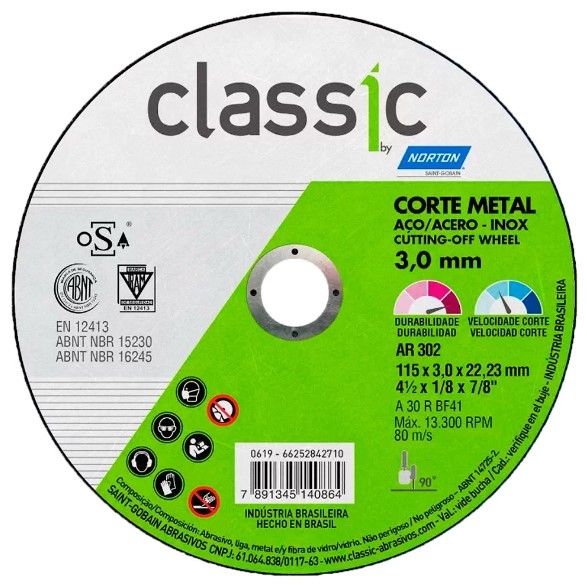 Disco Corte Ferro/Inox CLASSIC AR302 NORTON