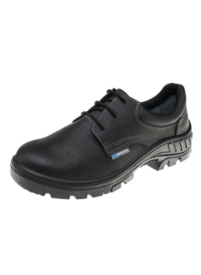 Sapato de Couro Cadarço C/ Bico Pvc Preto...