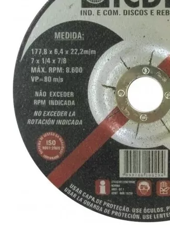 Disco Desbaste 7/8 X 1/4 - 22,2 X 6,4 -ICDER