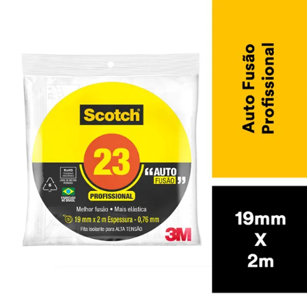 Fita Isolante Alta Fusão/Tensão 19mm x 10...