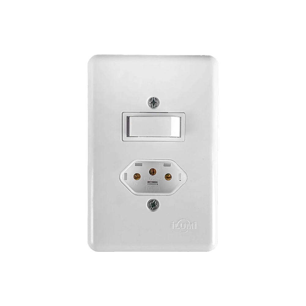 Conjunto 1 Interruptor Simples + 1 Tomada...