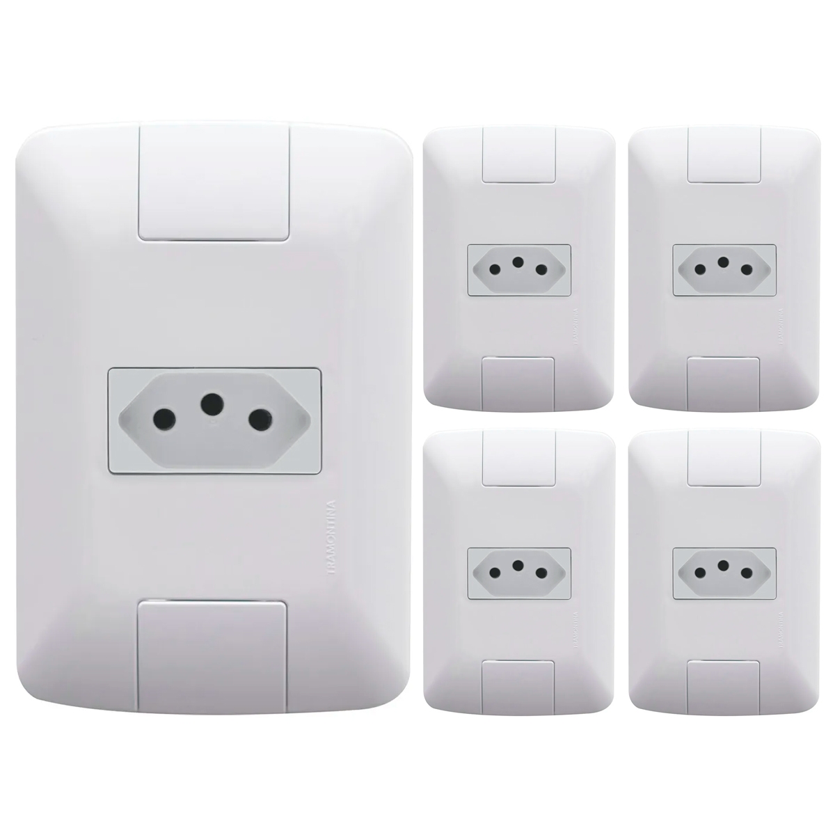 Kit com 5 Conjuntos Tomada Simples 20A 4x...