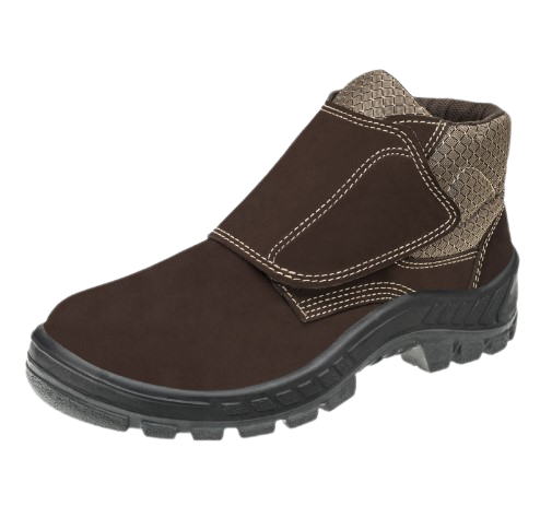 Bota Trekking Nobuck Velcro Bico PVC Marr...