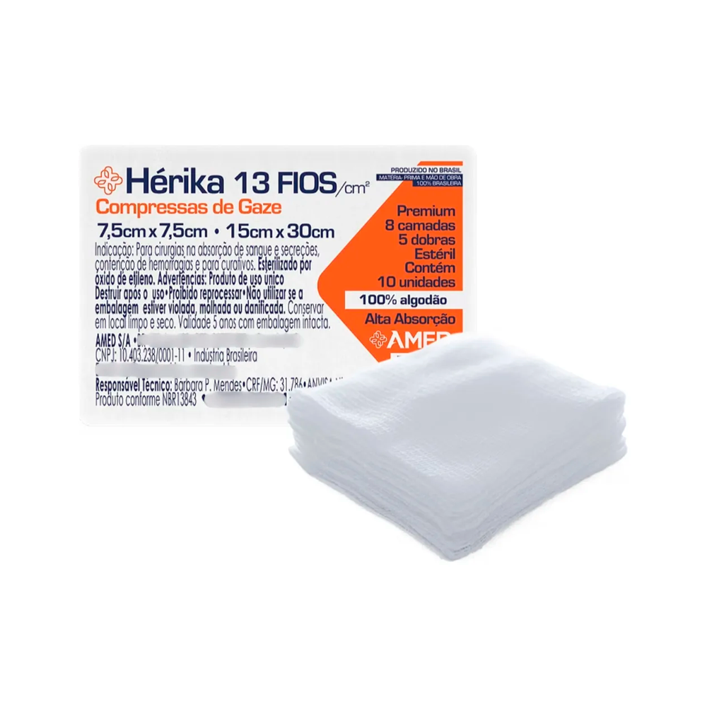 Pacote com 10 Gases Compressas Estéreis 7...