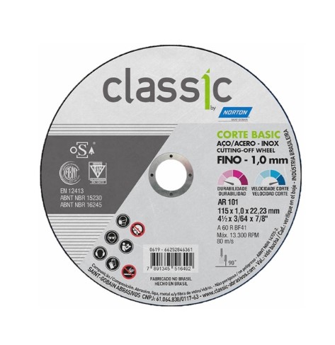 Disco Corte Ferro/Inox CLASSIC AR101 - RE...