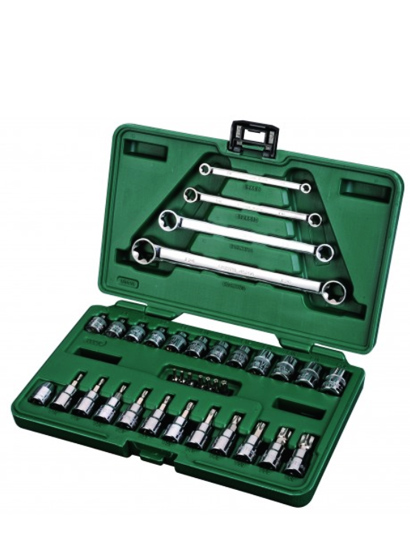 Jogo Soq 1/4" Á  3/8" Chaves E-TORX 35PCS...