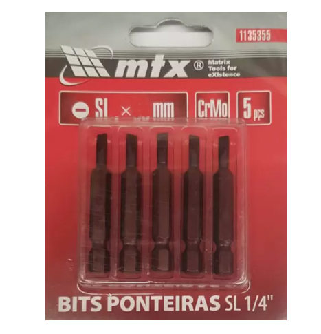 Bits Fenda (5 Unidades) 1/4" X 25mm X 3,5...