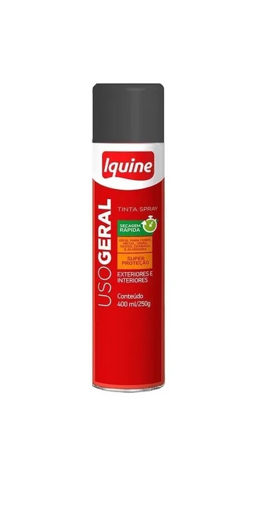 Tinta Spray PRETO Fosco Uso Geral 400 ML ...