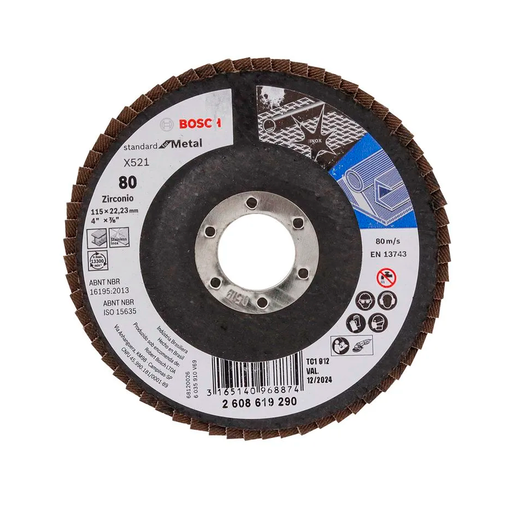 Kit 5 Disco Lixa Flap Standard Metal Grão...