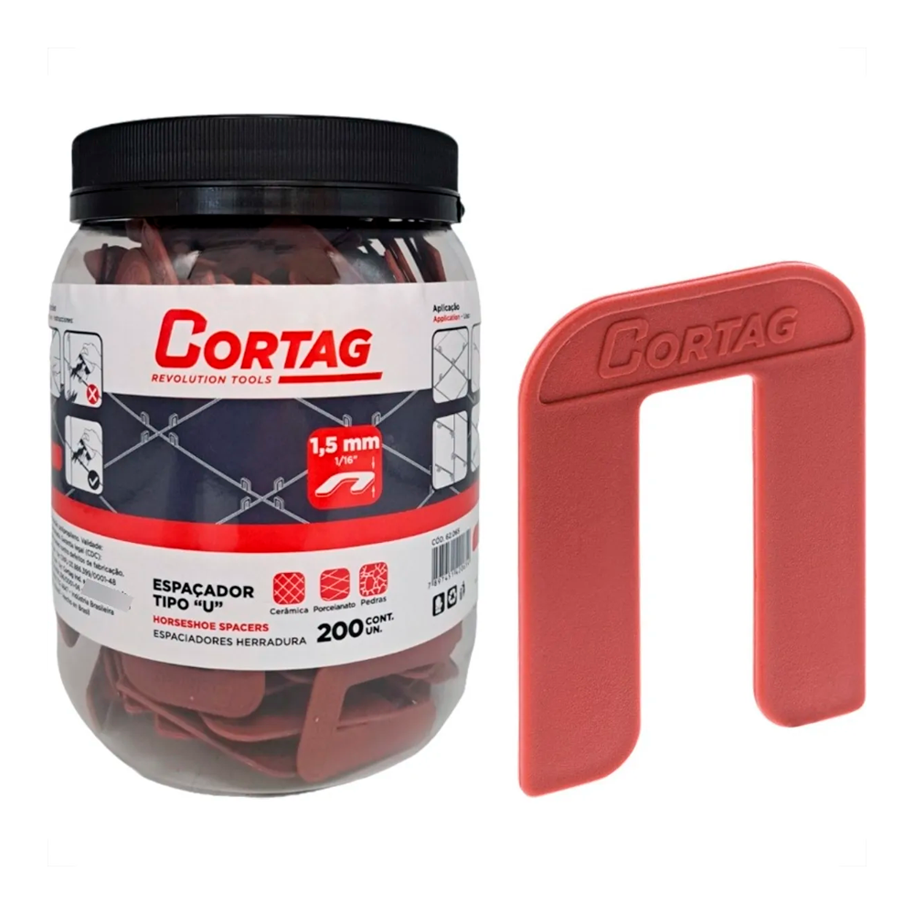 Espaçador Ferradura Tipo U 1,5mm Vermelho...